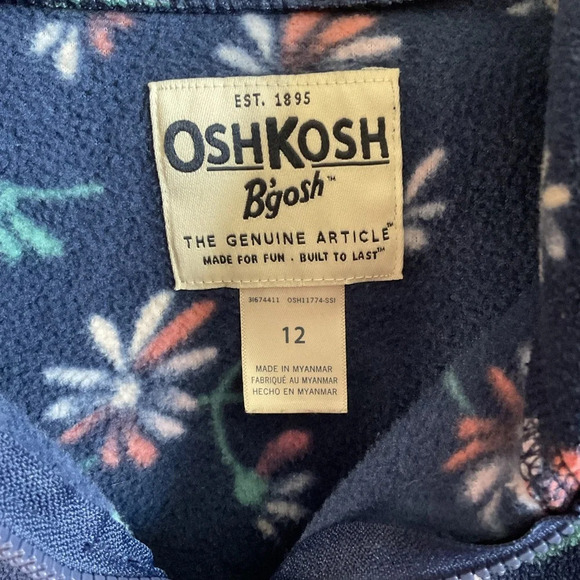 Oshkosh B'gosh Girls Floral Fleece Pullover‎ Size 12 - Picture 4 of 6